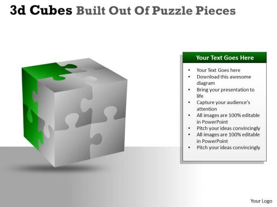Business Diagram 3d Cubes Built Out Of Puzzle Pieces Sales Diagram