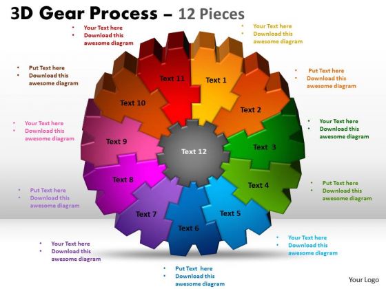 Business Diagram 3d Process 12 Pieces Style Marketing Diagram
