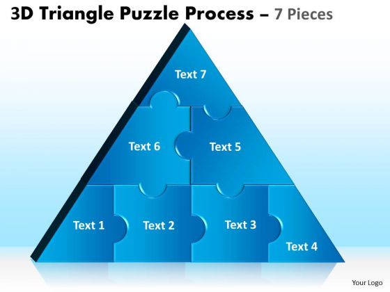 Business Diagram 3d Triangle Puzzle Process 7 Pieces Sales Diagram