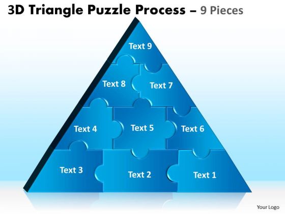 Business Diagram 3d Triangle Puzzle Process 9 Pieces Sales Diagram