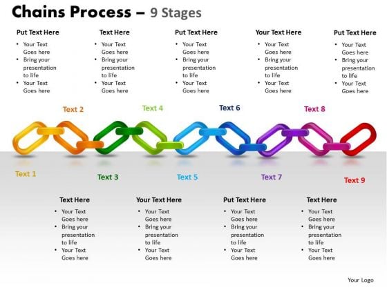 Business Diagram Chains Process 9 Stages Sales Diagram