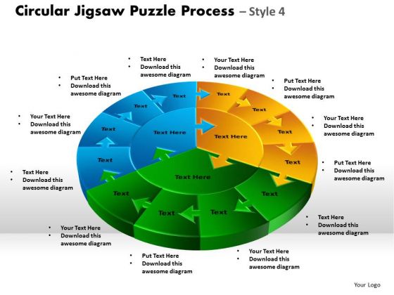 Business Diagram Circular Jigsaw Puzzle Process Style 7 Sales Diagram