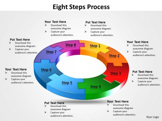 Business Diagram Eight Flow Diagram Steps Process Sales Diagram