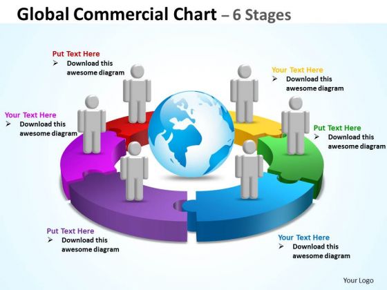 Business Diagram Global Commercial Chart 6 Stages Sales Diagram