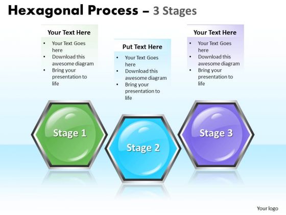 Business Diagram Hexagonal Process 3 Stages Sales Diagram