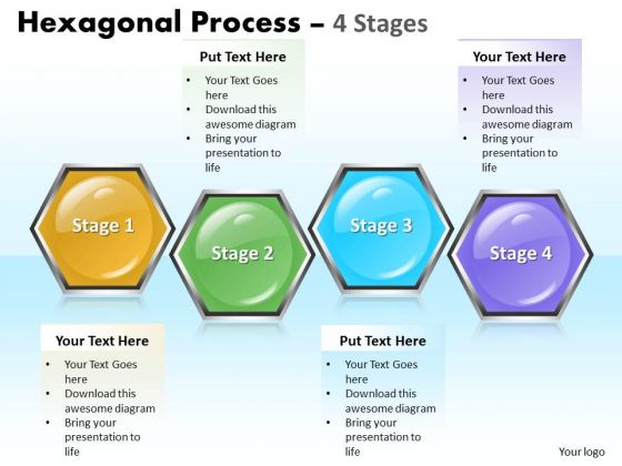 Business Diagram Hexagonal Process 4 Stages Business Framework Model