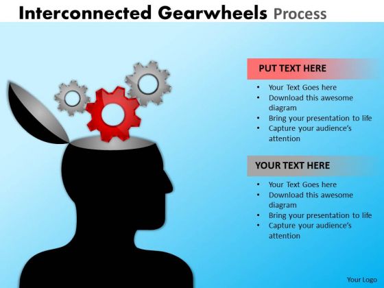 Business Diagram Interconnected Gearwheels Process Strategy Diagram