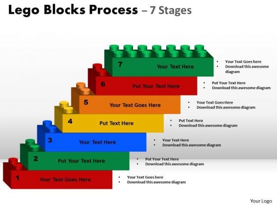 Business Diagram Lego Blocks Process With 7 Stages For Sales Marketing Diagram