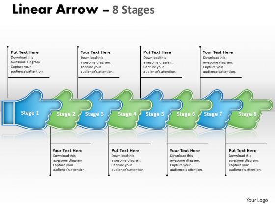 Business Diagram Linear Arrow 8 Stages Sales Diagram