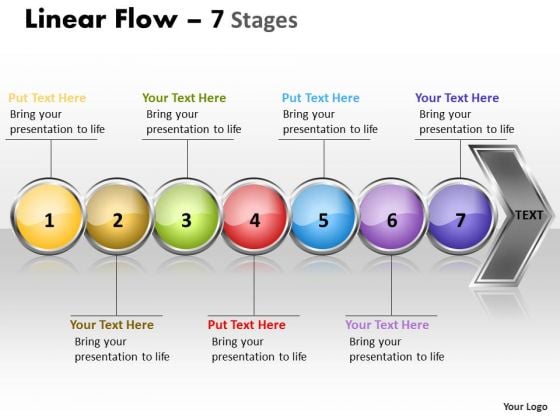 Business Diagram Linear Flow 7 Stages Sales Diagram