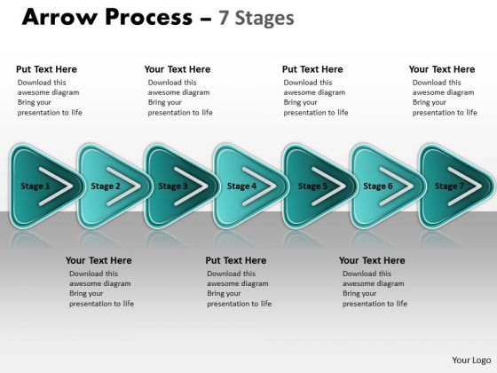 Business Diagram Linear Process 7 Stages Sales Diagram