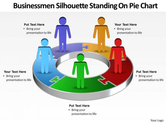 Business Diagram Men Silhouettes Standing On Pie Chart Business Cycle Diagram