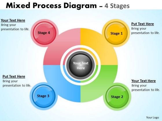 Business Diagram Mixed Process Diagram With 4 Stages Strategy Diagram