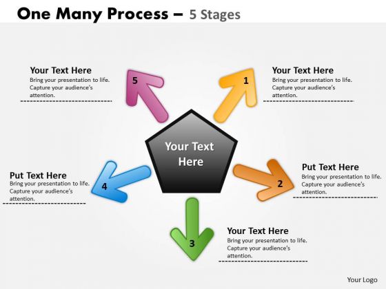 Business Diagram One Many Process 5 Stages Marketing Diagram
