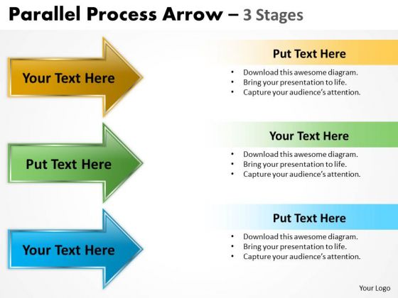 Business Diagram Parallel Process Arrow 3 Stages Business Framework Model