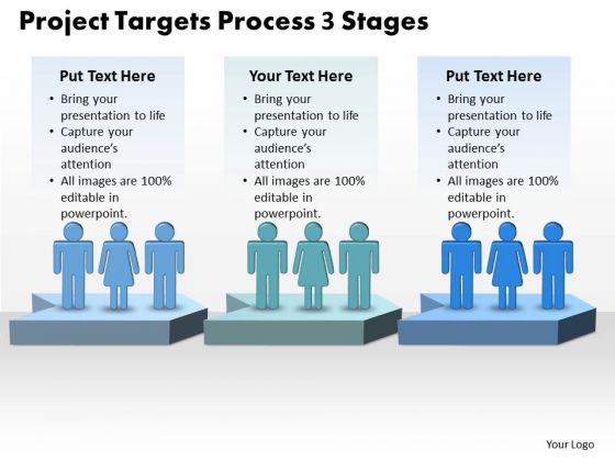 Business Diagram Project Targets Process 3 Stages Business Cycle Diagram