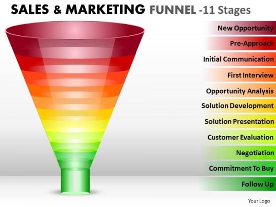 Business Diagram Sales And Marketing Funnel With 11 Stages Sales Diagram