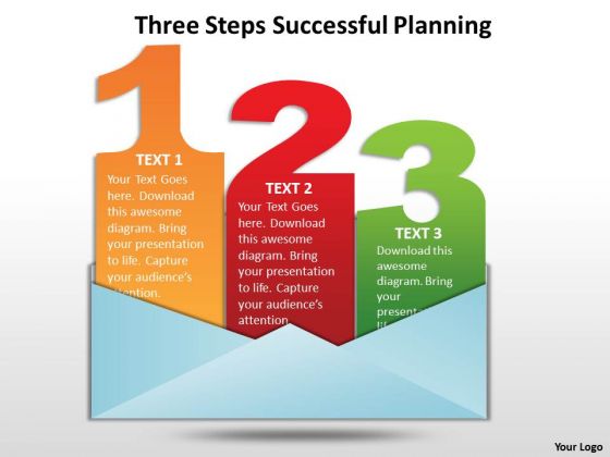 Business Diagram Three Steps Successful Planning Business Cycle Diagram