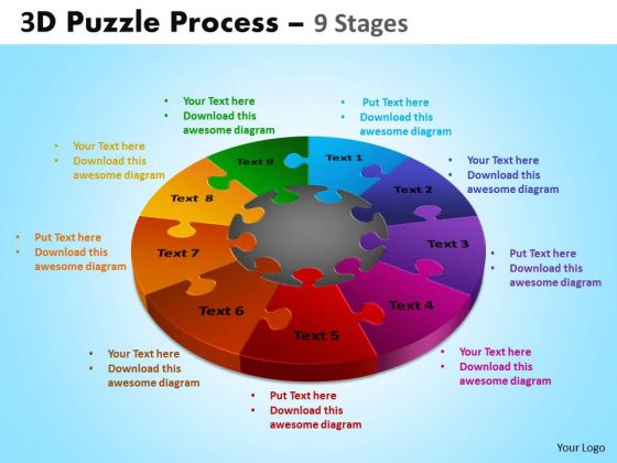 Business Finance Strategy Development 3d Puzzle Process Diagram 9 Stages Consulting Diagram
