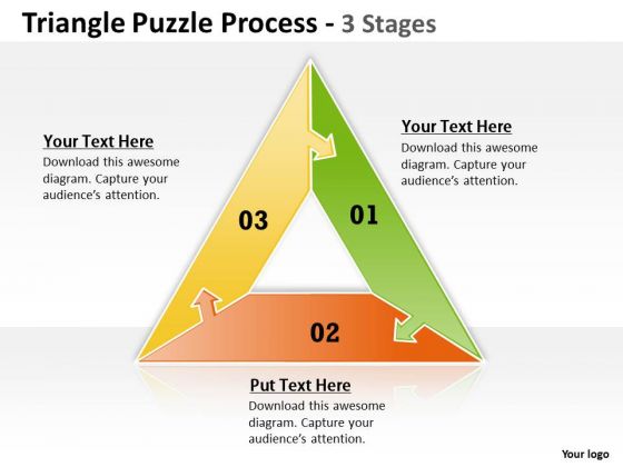 Business Finance Strategy Development Triangle Puzzle Process 3 Stages Sales Diagram