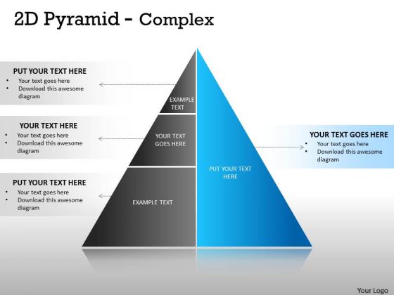 Business Framework Model 2d Pyramid Complex Design With 3 Stages Sales Diagram