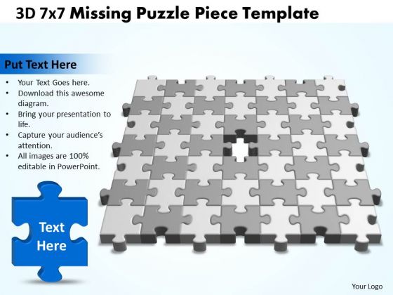 Business Framework Model 3d 7x7 Missing Puzzle Piece Business Sales Diagram