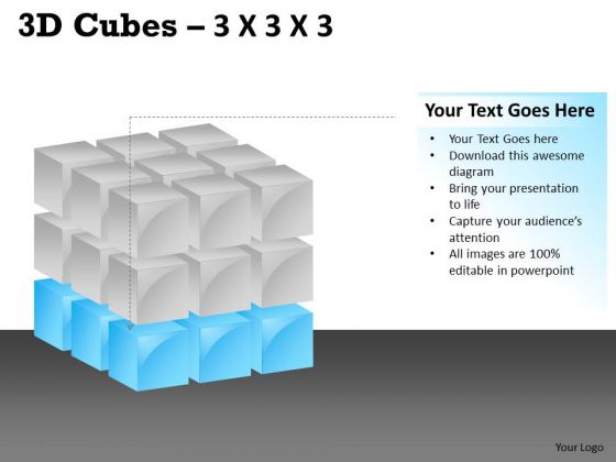 Business Framework Model 3d Cubes 3x3x3 Sales Diagram