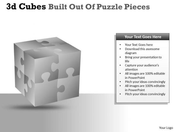 Business Framework Model 3d Cubes Built Out Of Puzzle Pieces Sales Diagram