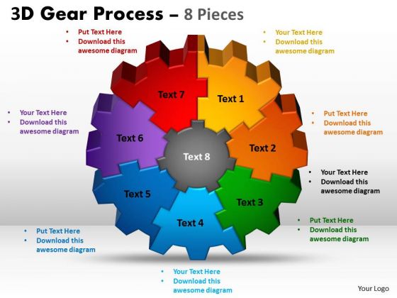 Business Framework Model 3d Gear Process 8 Pieces Consulting Diagram Business Framework Model 3d Gear Process 8 Pieces Consulting Diagram
