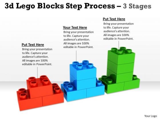 Business Framework Model 3d Lego Blocks Step Process 3 Stages Strategy Diagram