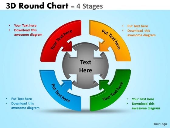 Business Framework Model 3d Round Chart 4 Stages Diagram Marketing Diagram