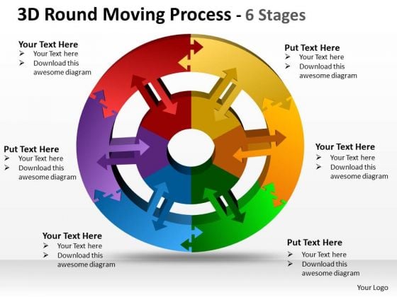 Business Framework Model 3d Round Moving Diagram Process 6 Stages Business Diagram
