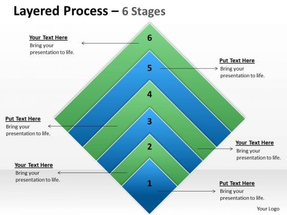 Business Framework Model Layered Process 6 Stages Square Shape Marketing Diagram