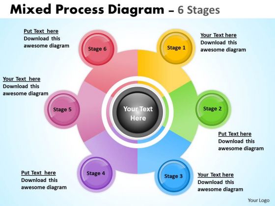 Business Framework Model Mixed Business Process Diagram 6 Stages Marketing Diagram