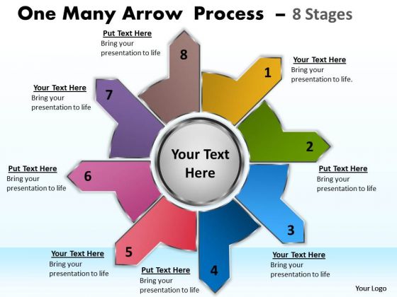Business Framework Model One Many Arrow Process 8 Stages Sales Diagram