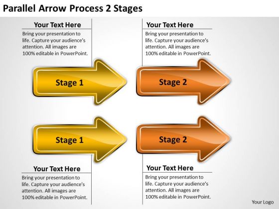 Business Framework Model Parallel Arrow Process 2 Stages Marketing Diagram