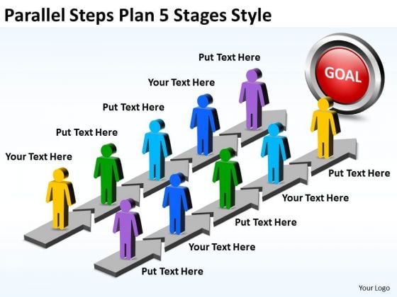 Business Framework Model Parallel Steps Plan 5 Stages Style Business Cycle Diagram