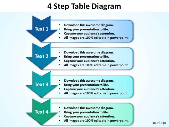 Business PowerPoint Templates 4 Step Table Diagram Editable Sales Ppt Slides