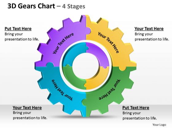 Consulting Diagram 3d Gears Chart 4 Stages 1 Sales Diagram