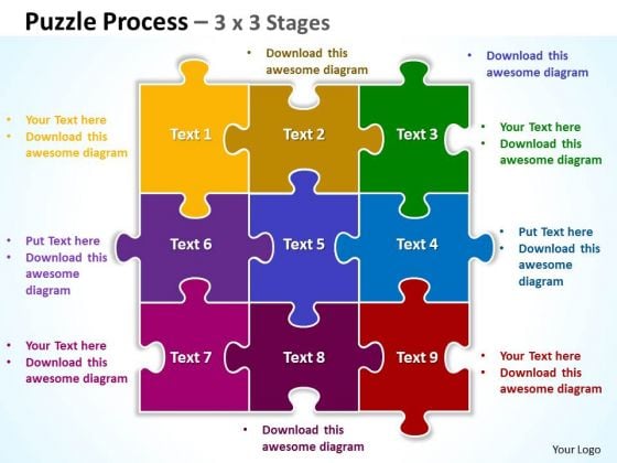 Consulting Diagram Puzzle Process 3 X 3 Stages Sales Diagram