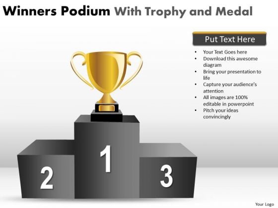 Consulting Diagram Winners Podium With Trophy And Medal Strategic Management