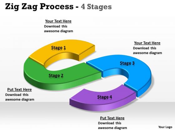 Consulting Diagram Zig Zag 4 Step Strategy Diagram