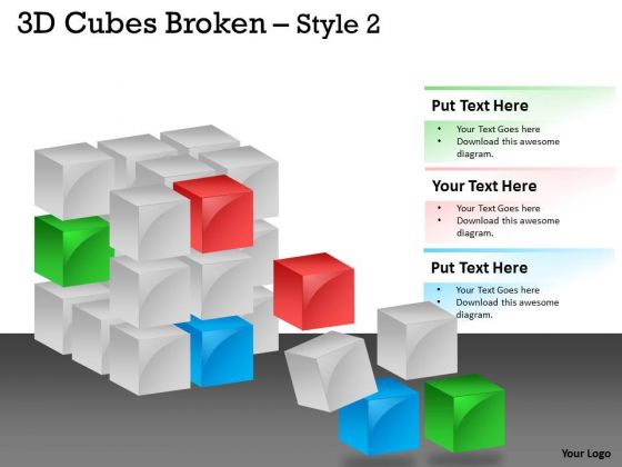 Marketing Diagram 3d Cubes Broken Style Strategy Diagram