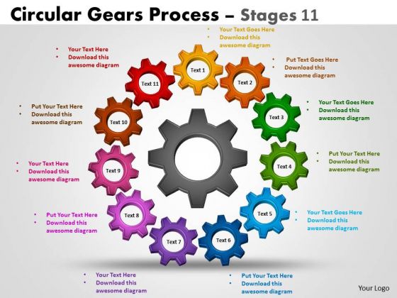 Marketing Diagram Circular Gears Process Stages 11 Consulting Diagram