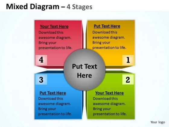 Marketing Diagram Mixed Chart Diagram With 4 Stages Business Finance Strategy Development