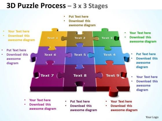 Marketing Diagram Strategy Diagram 3d Puzzle Process 3 X 3 Stages Mba Models And Frameworks