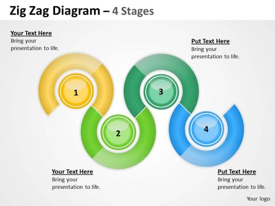 Marketing Diagram Zig Zag 4 Stages Consulting Diagram