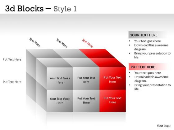 Mba Models And Frameworks 3d Blocks Style Business Diagram