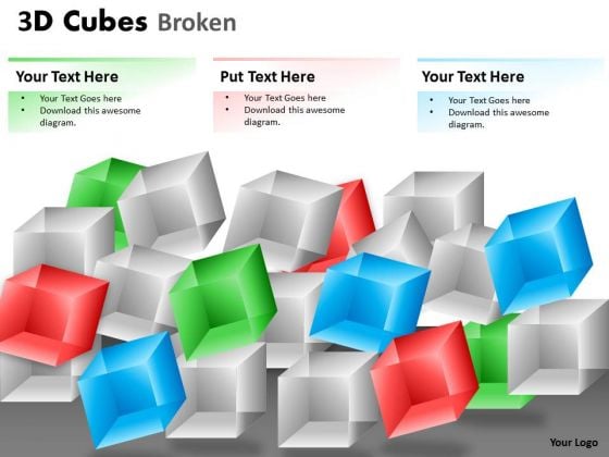Mba Models And Frameworks 3d Cubes Broken Style Business Diagram