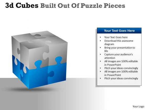 Mba Models And Frameworks 3d Cubes Built Out Of Puzzle Pieces Business Diagram